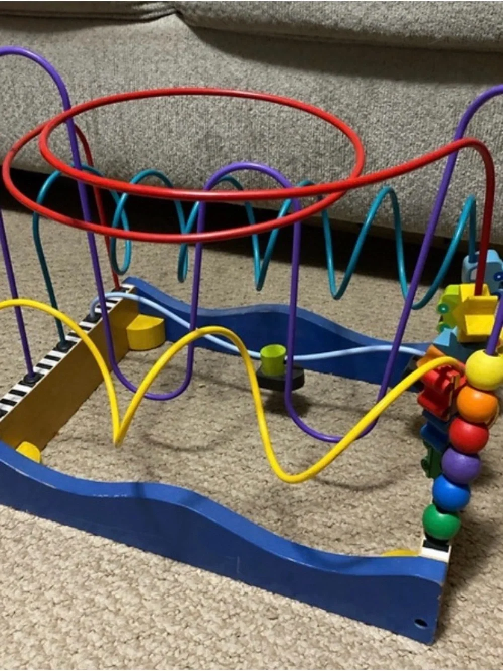 Wooden Multi-Track Bead Maze Activity Center - Multicolor